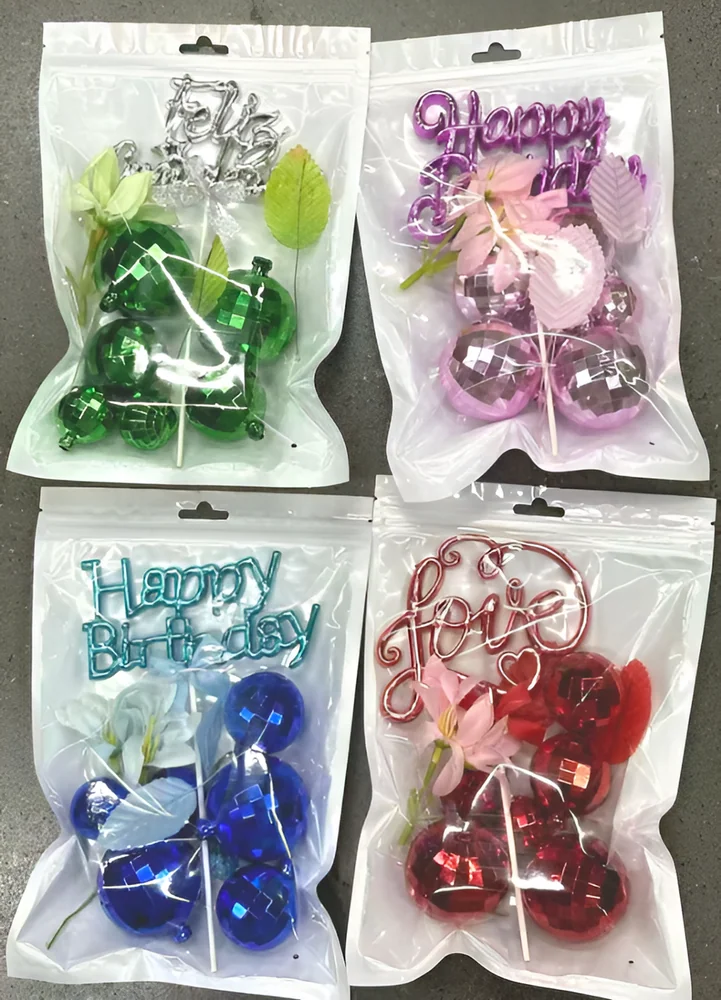 Happy Birthday Ball Cake Topper Set