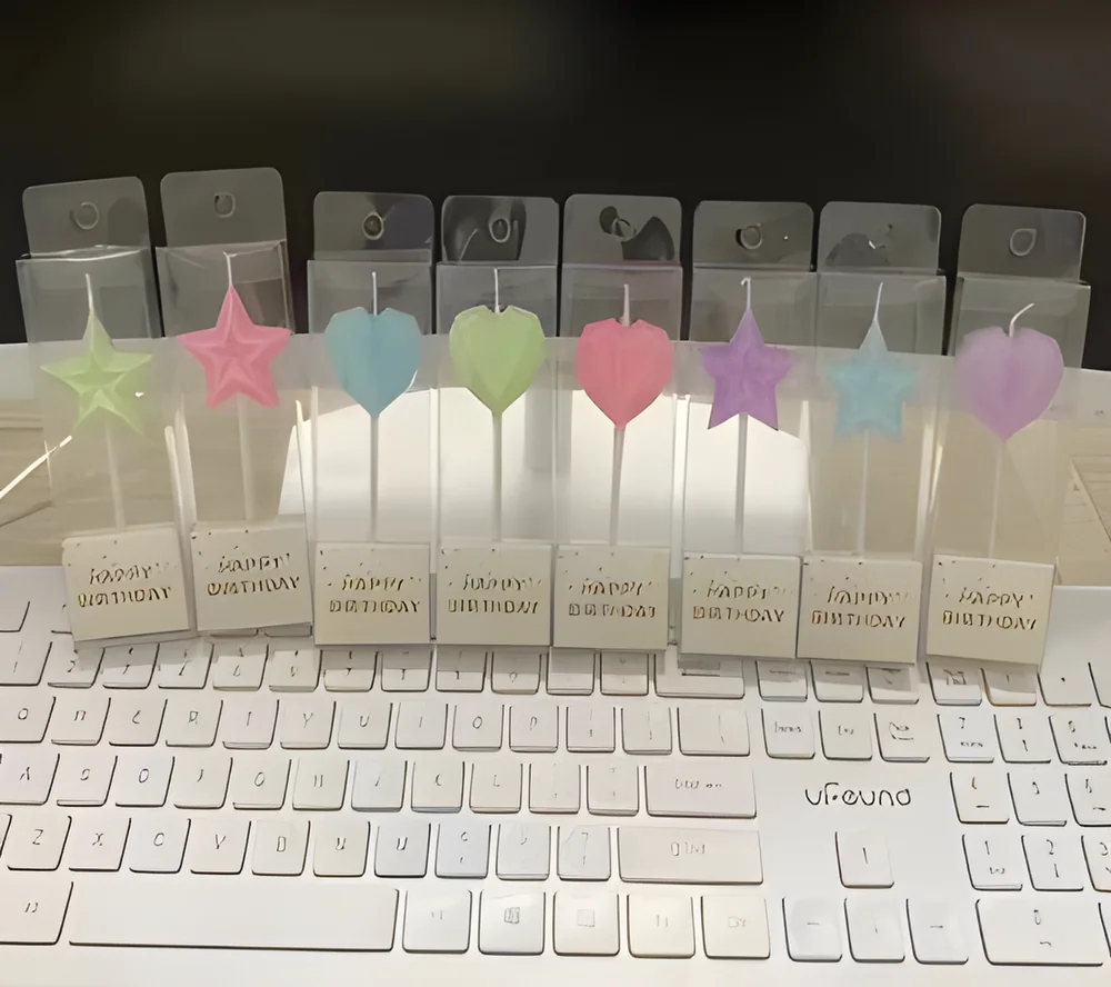 Birthday Candle – Diamond Face Heart (Macaron)