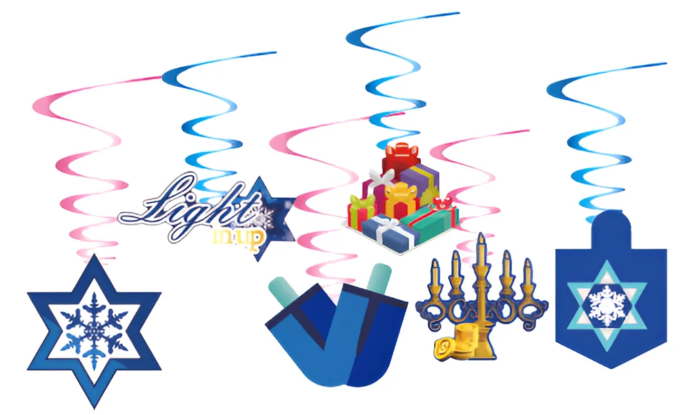 Hanukkah Hanging Swirl Decorations – 12 pcs