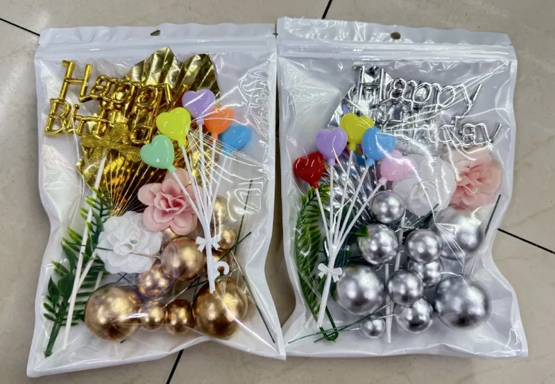 Ball & Flower Cake Topper Set