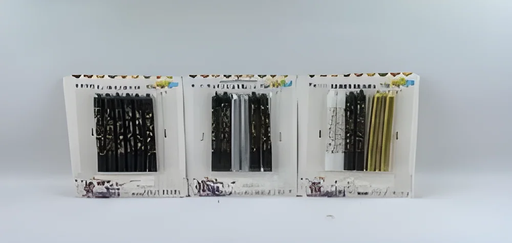 Birthday Candle – 6 Long Branches Separated Glossy Gold Oil Spots and Full Paint