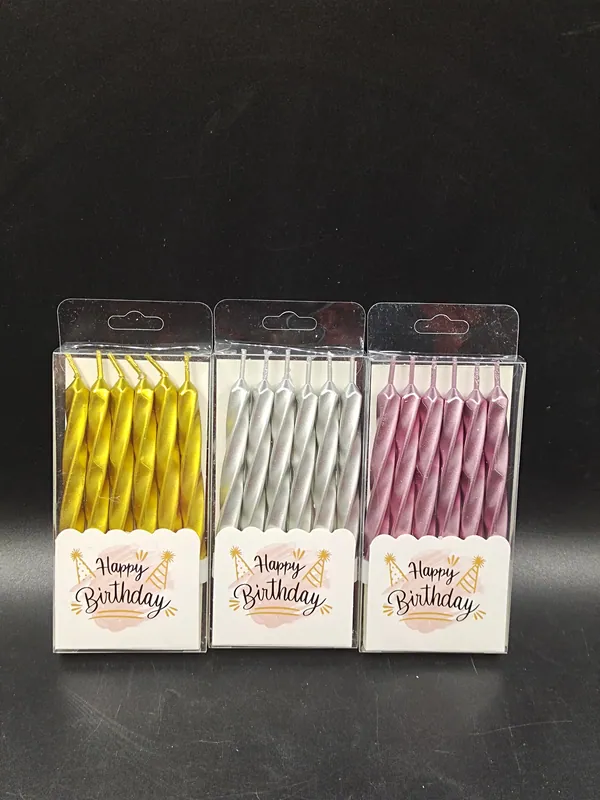 6 Separate Twisted Ribs with Gold Plating Candle PVC Boxed
