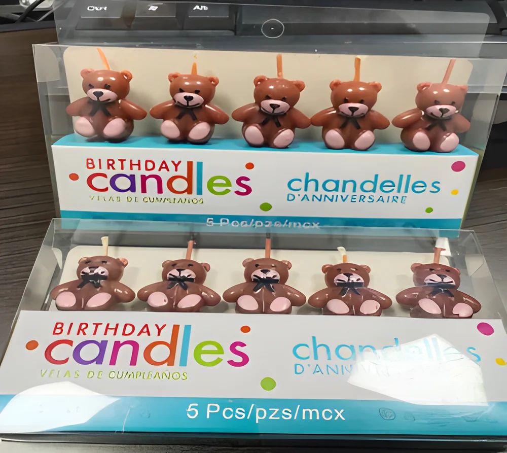 Birthday Candle – Pvc5 Brown Bear White Ya Ya Pink Ya Ya