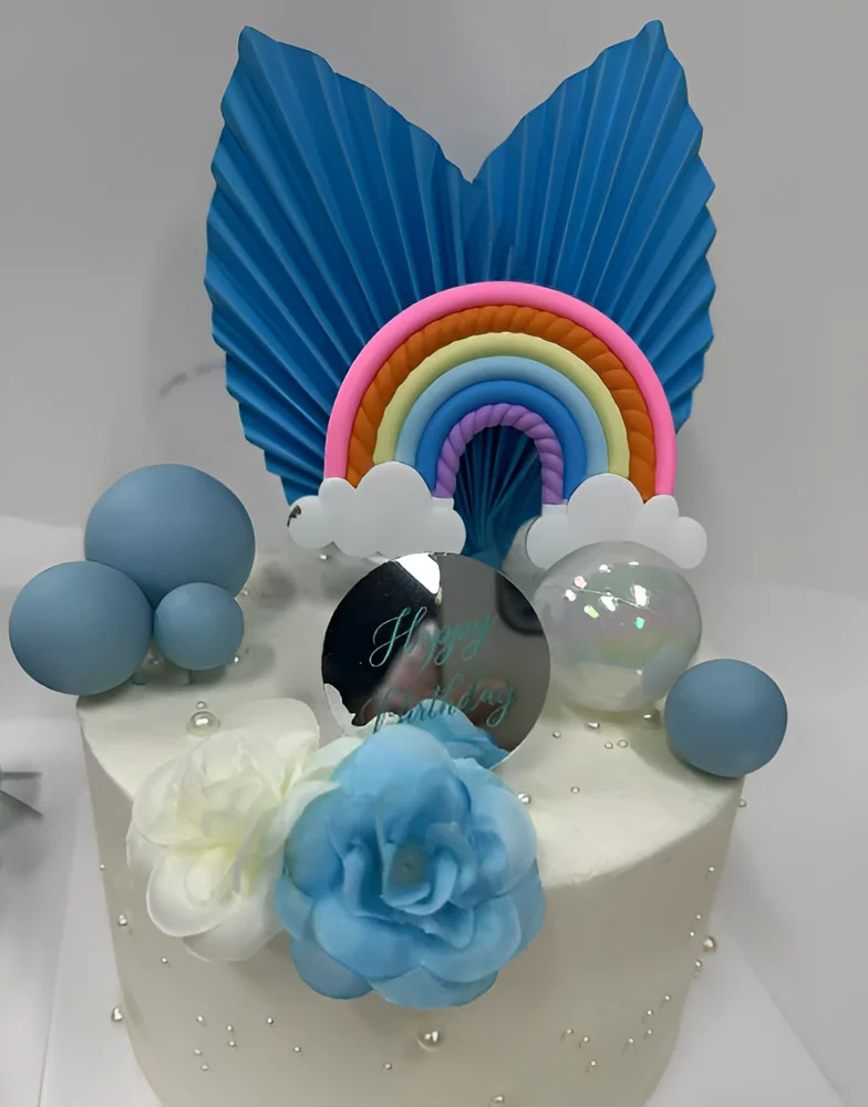 Blue Rainbow Cake Topper Set