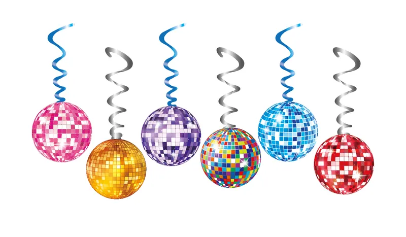 Colorful Disco Ball Hanging Swirl Decorations – 12 pcs