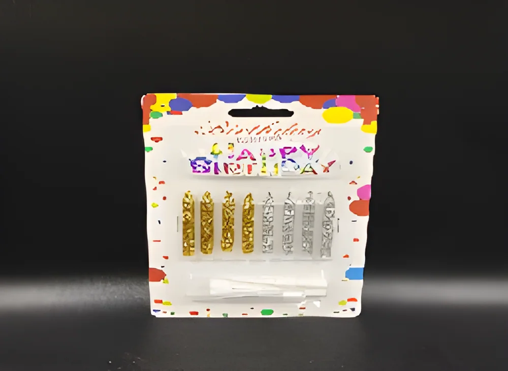 Birthday Candle – 8 Pieces of Separated Gold Powder + Cake Topper