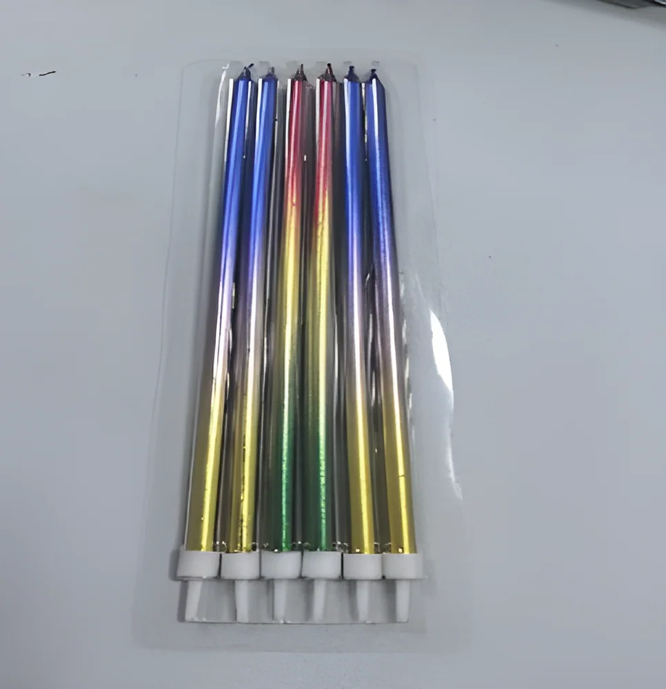 Birthday Candle – 18.7cm Long 6 Gold-plated 3-color Gradient Blister Card