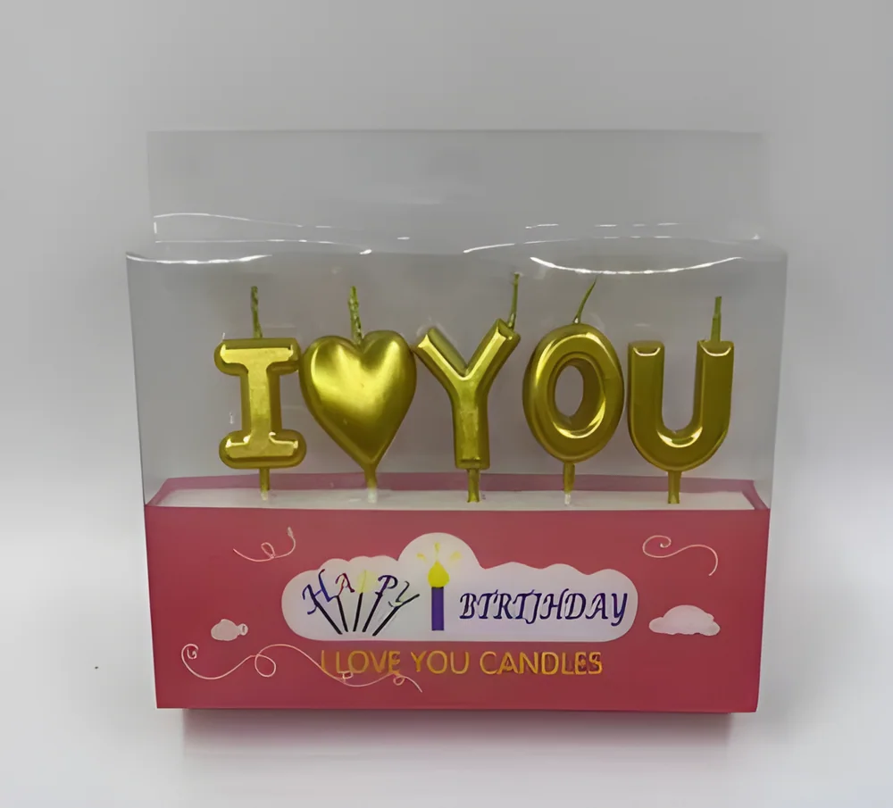 Birthday Candle – PVC Iloveyou (Sprayed Gold)