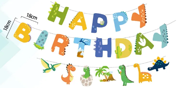 Dinosaur Happy Birthday Banner – 20 pcs