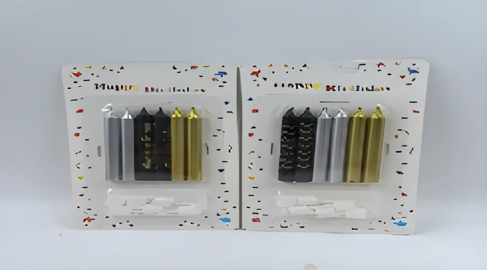 Birthday Candle – 6 Thick Separate Gold-plated 4 Gold+ 2 Printing Sets