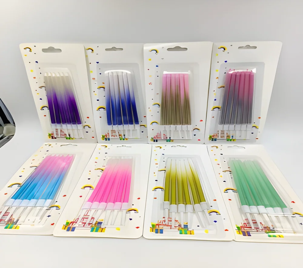 Birthday Candle – Old 6 Pieces Spray Gold and 2 Color Changes (White Card)