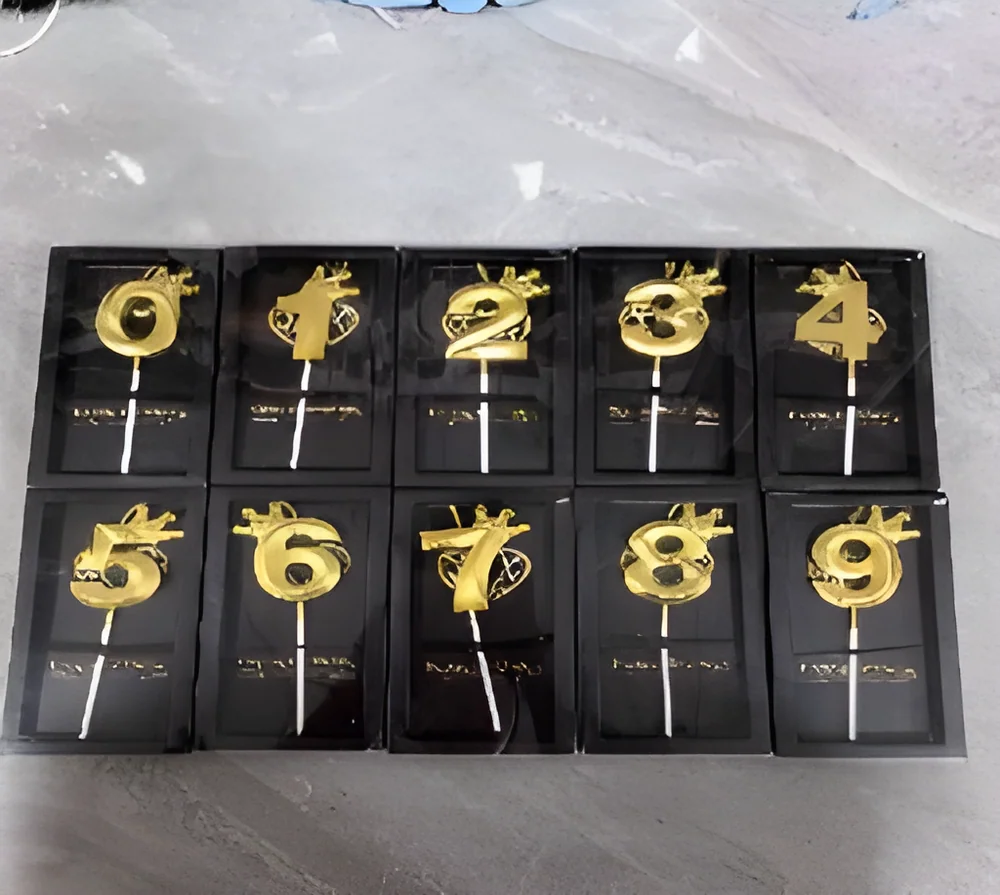 Number Candle – Boxed Gold Plated Diamond Crown Numbers