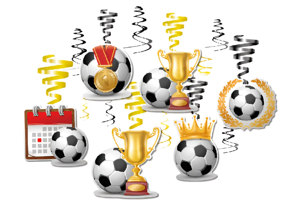 Soccer Trophy Hanging Swirl Decorations – 12 pcs