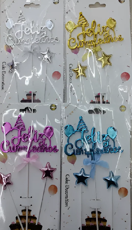 Feliz Cumpleaños Cake Topper Set – Style 2