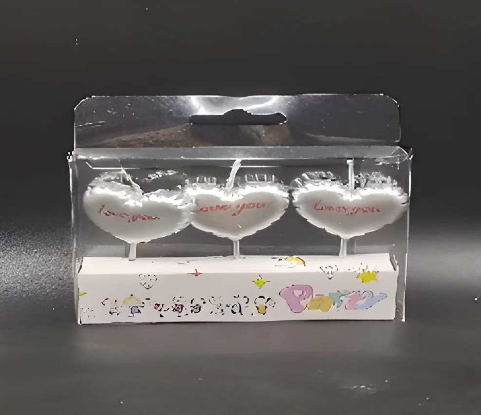 Birthday Candle – 3 Balloon Hearts with Gold Plated Letters