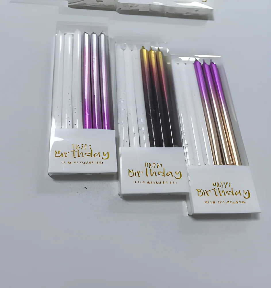 PVC Long 12-piece Separate Tray Thread 3-color Gradient-highlight Combination the Candle Is 12.5 cm Long