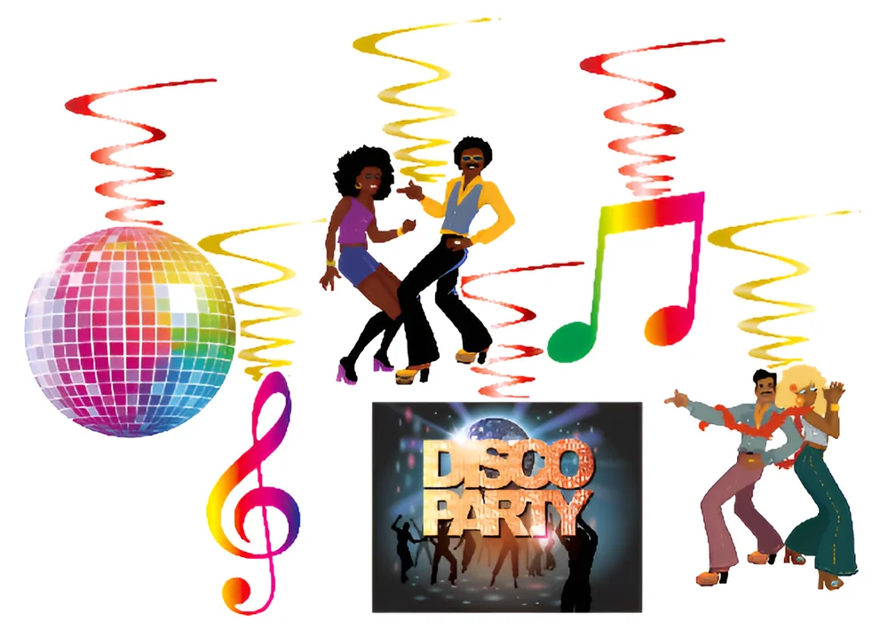 Disco Party Hanging Swirl Decorations – 12 pcs