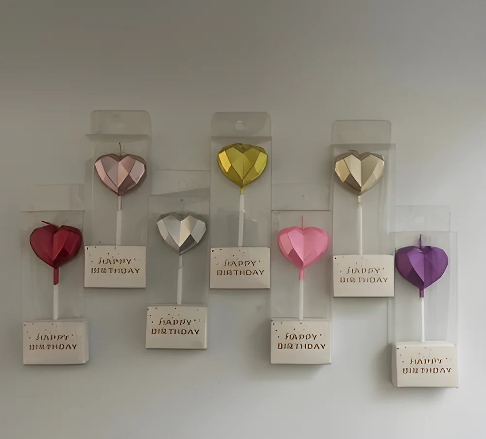 Birthday Candle – Diamond Face Heart (Paint Dipped)