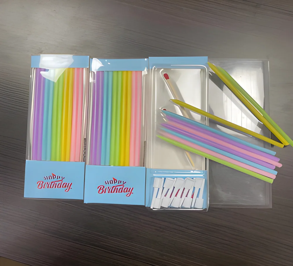 Birthday Candle – Blue PVC Box with Ten Crystals + Matches