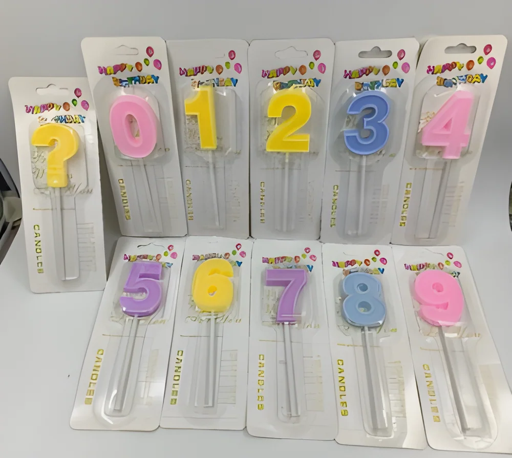 Number Candle – White Card Slotted Crystal Digit