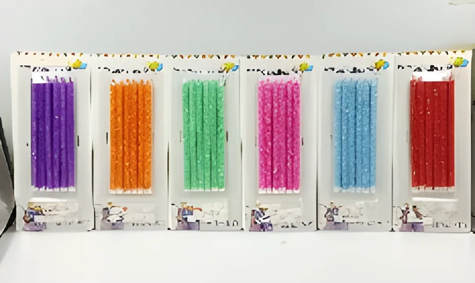 Birthday Candle – 6 Long Branches Separated Bright Gold Powder