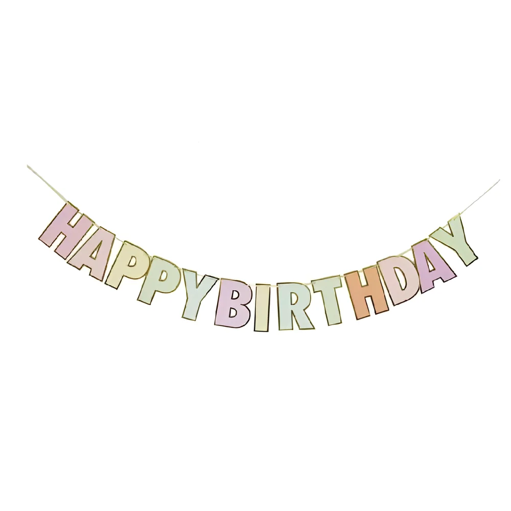 Rose Gold Mirror Happy Birthday Banner – 13 pcs