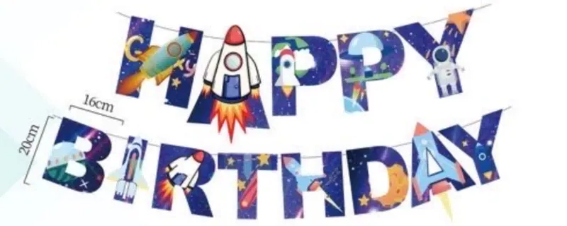 Space Rocket Happy Birthday Banner – 13 pcs