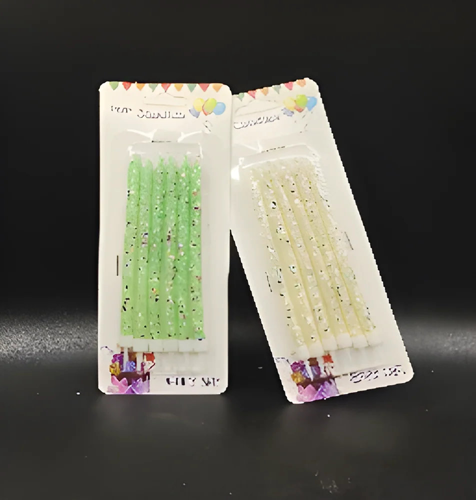 Candle Length 12.5 cm 6 Pieces of Candy Glitter Powder + Sequin Blister Card