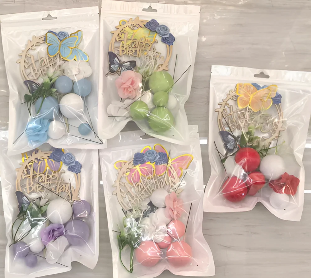 Pastel Ball Cake Topper Set