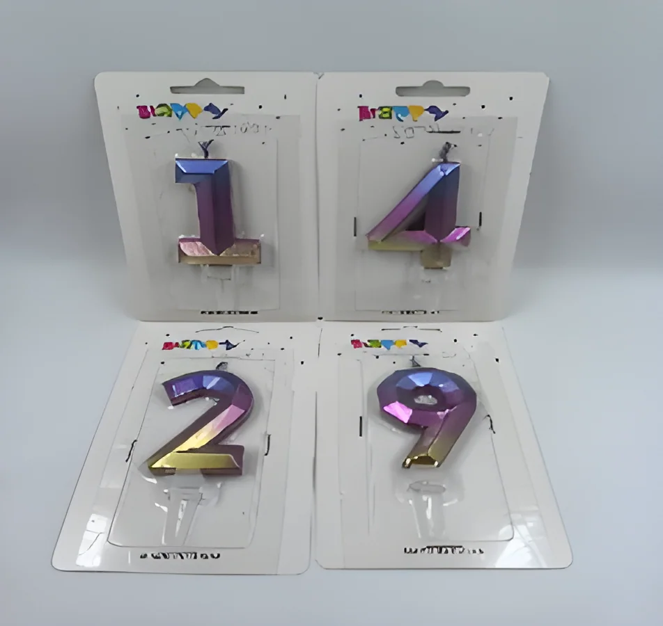 Number Candle – Square Setting Diamond Rhombus Numbers 3 Color Gradient