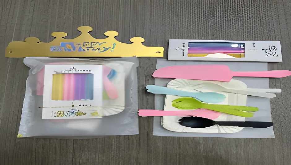 Frosted Bag Color Spoon and Fork + Knife + Candle + Folding Cap