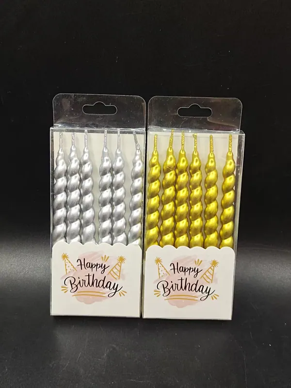 Birthday Candle – Twist 6 Pieces Separate Gold-plated PVC