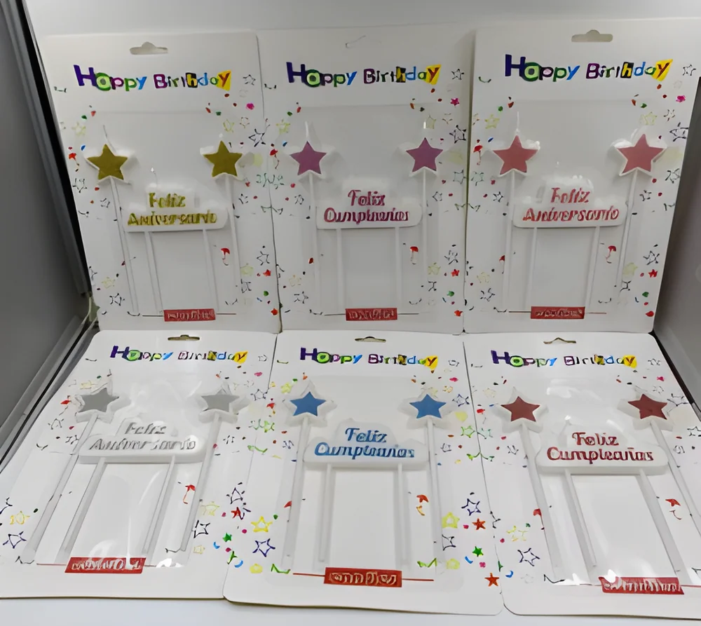Birthday Candle – Glitter Five-star + Spanish