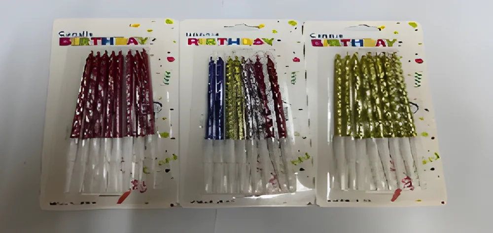 Birthday Candle – 8 Threaded Gold-plated Blister Card