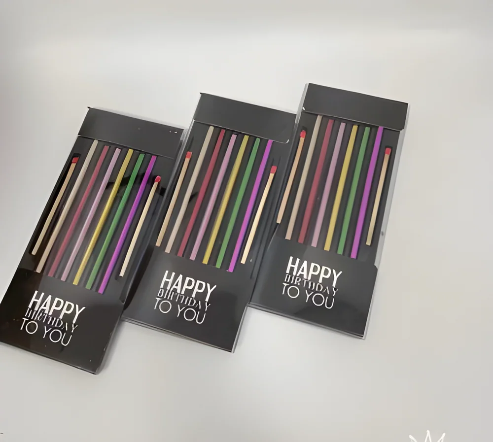 Birthday Candle – Black PVC Box with 6 Spray Gold + Matches