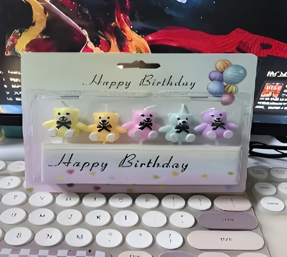 Birthday Candle – 5 Colorful Bear Blister Card