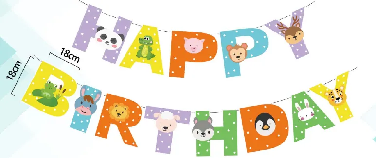 Animal Happy Birthday Banner – 13 pcs