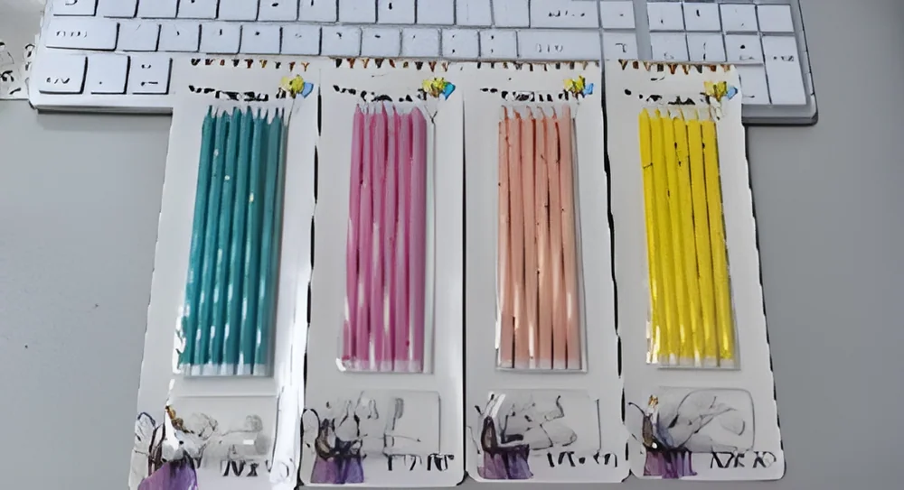 Birthday Candle – Long and Thick 6 Separate Gold-plated + Dots