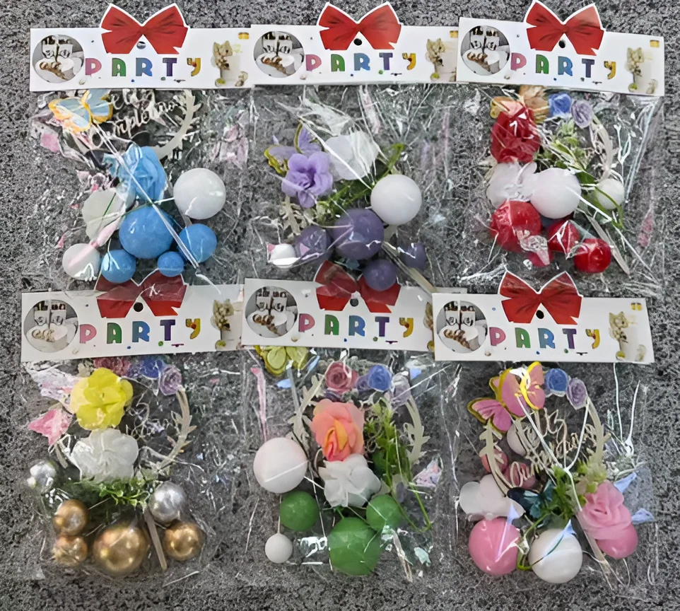 Floral Ball Cake Topper Set