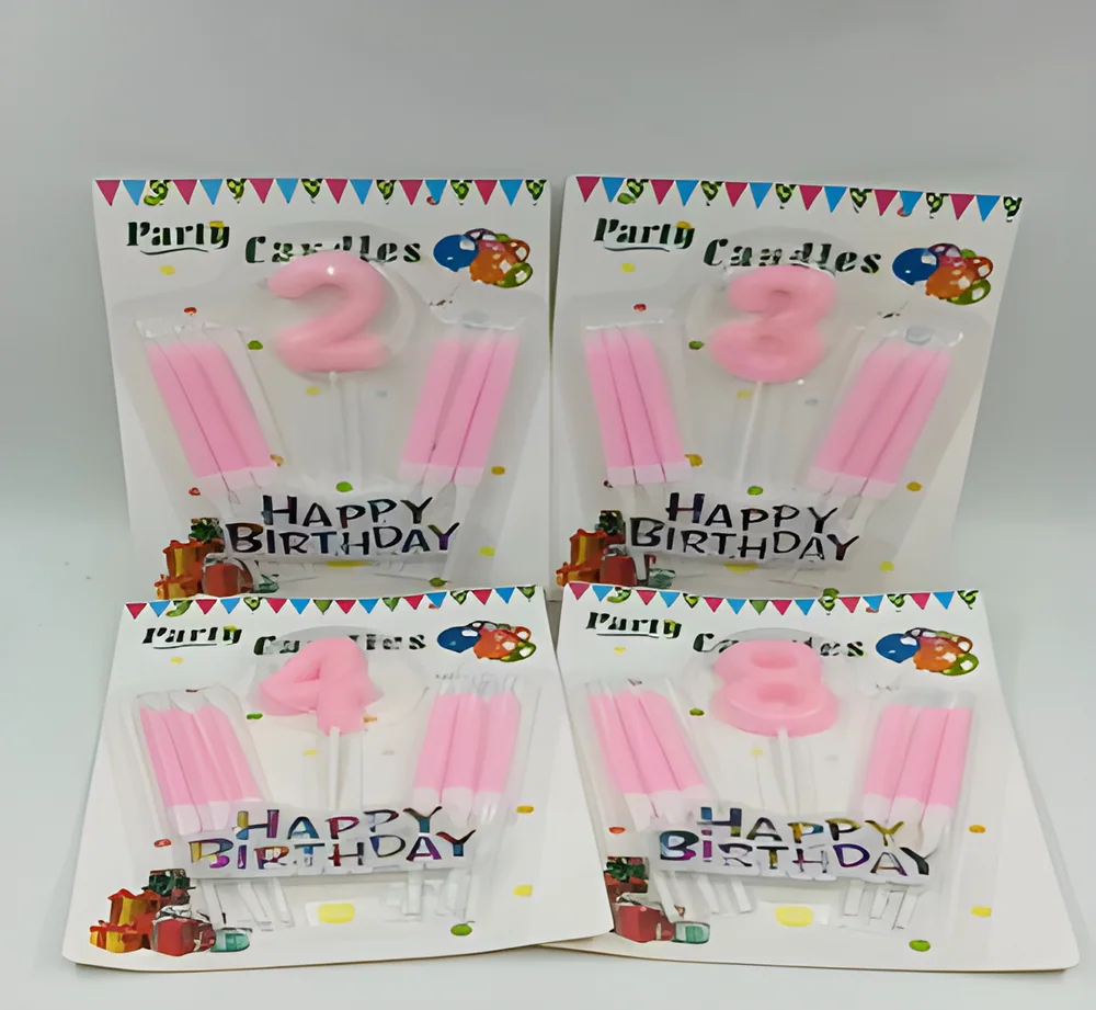 Crystal Round Numbers + Rod Candle + Cake Topper