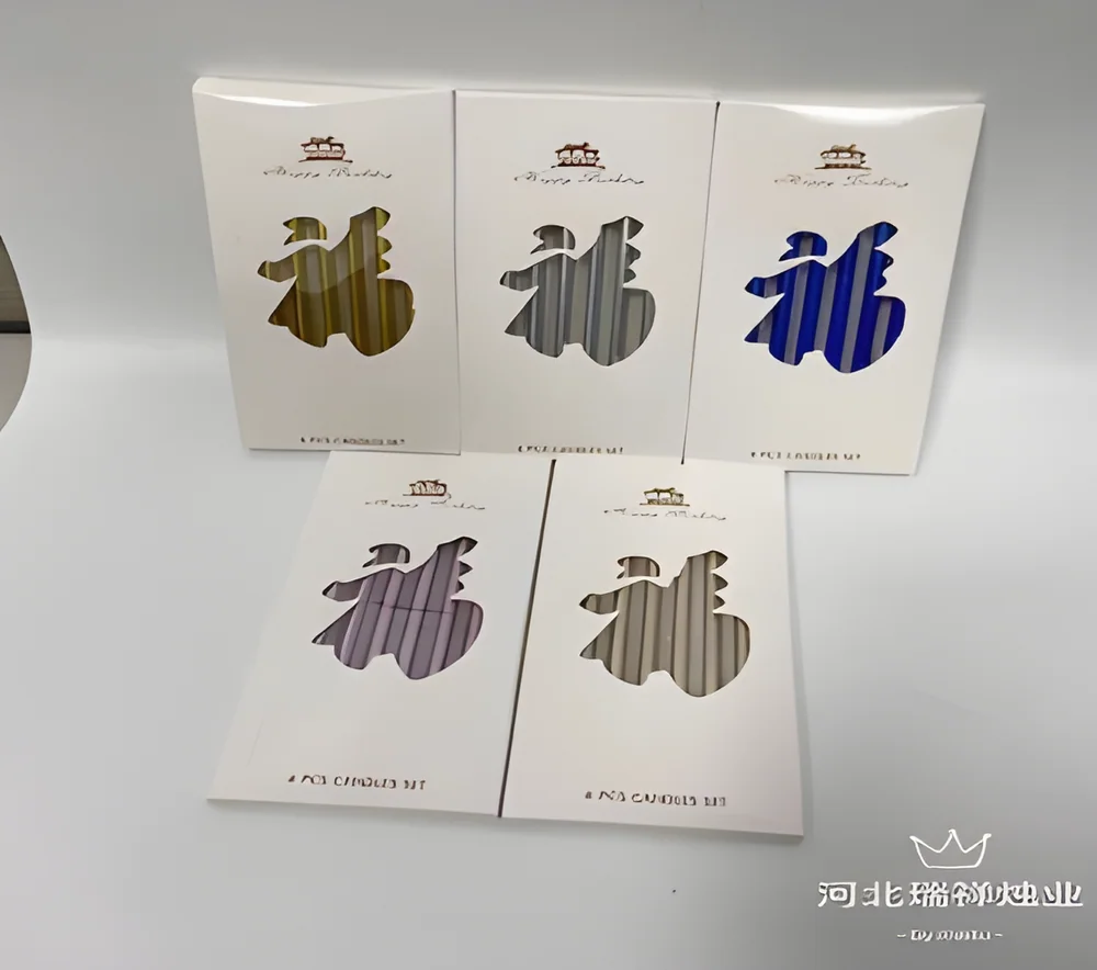 Birthday Candle – White Box with Gold Spray, 6 Pieces (Fu Character)