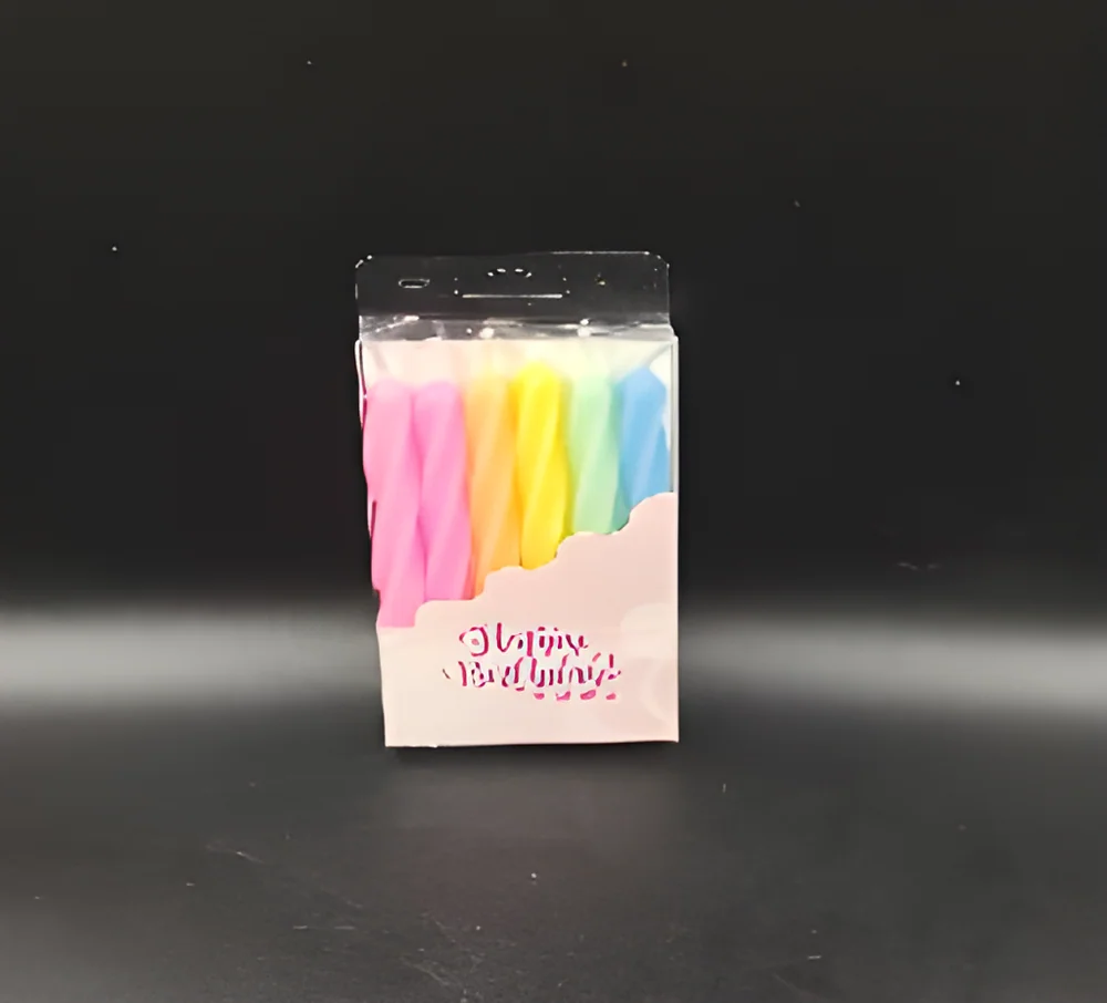 6 Separate Twisting Candle Crystal Colors PVC Boxed