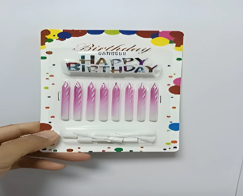 Birthday Candle – 8 Separate Gradient Colors + English Cake Topper