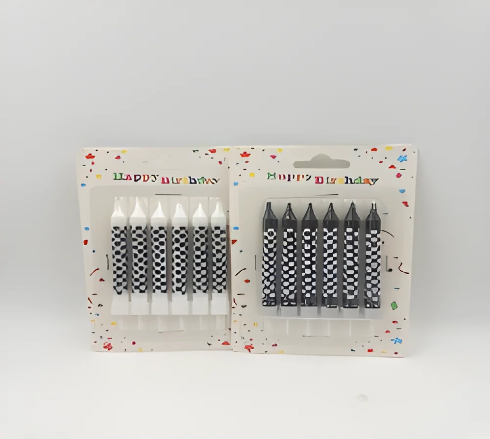 Checkerboard Pole Candle 6 Pieces Blister Card
