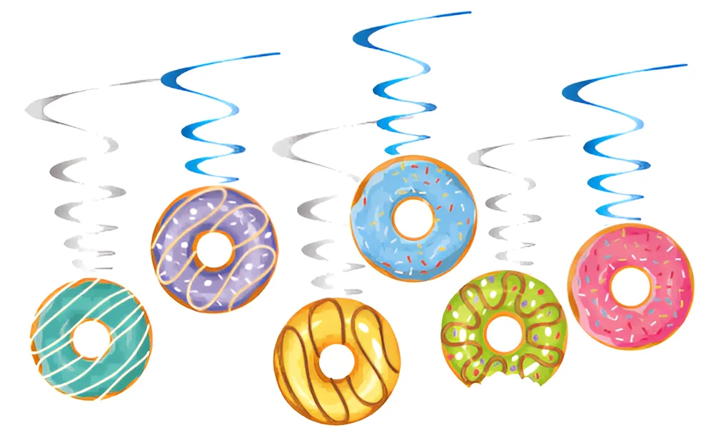Donut Hanging Swirl Decorations – 12 pcs