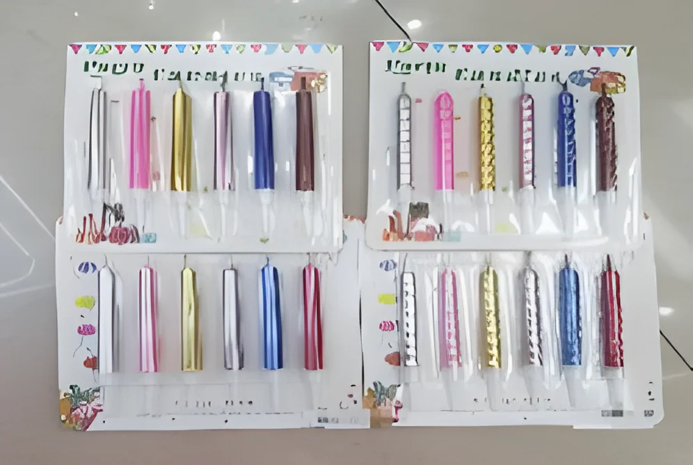 Birthday Candle – Pearlescent Maca Bamboo. Gold-plated Linear Flow Light Card
