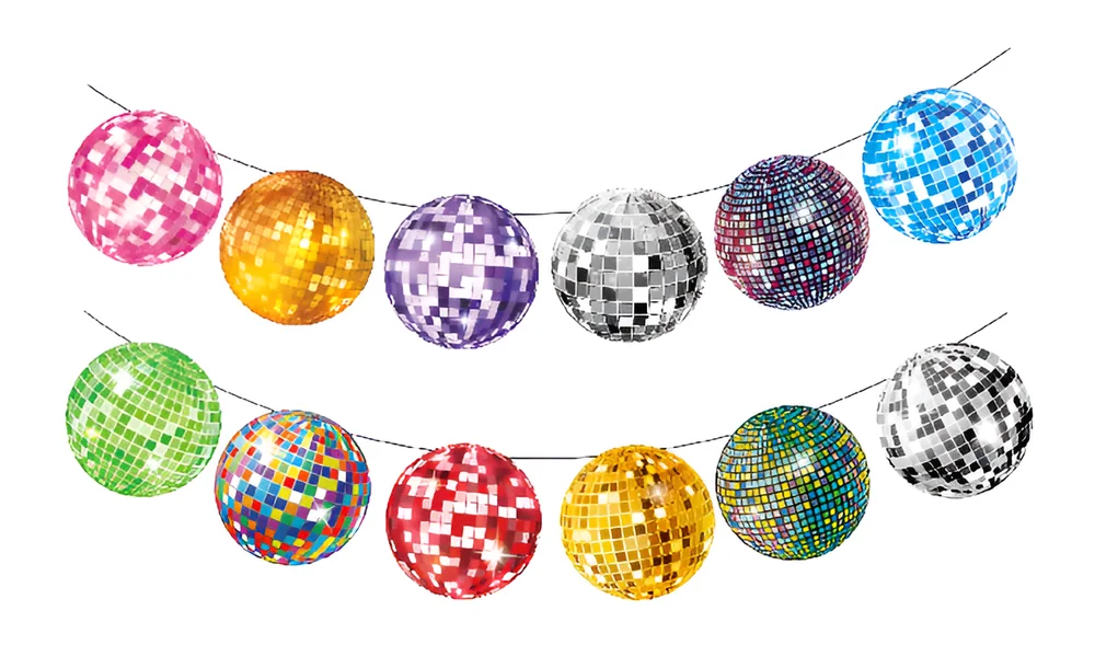 Colorful Disco Ball Garland – 12 pcs