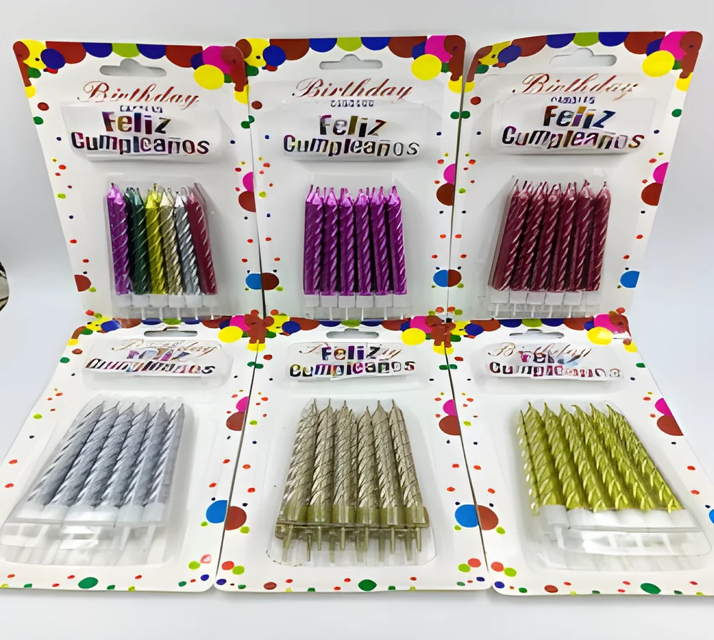 Birthday Candle – 12 Pieces + Cake Topper Thread (Spanish)
