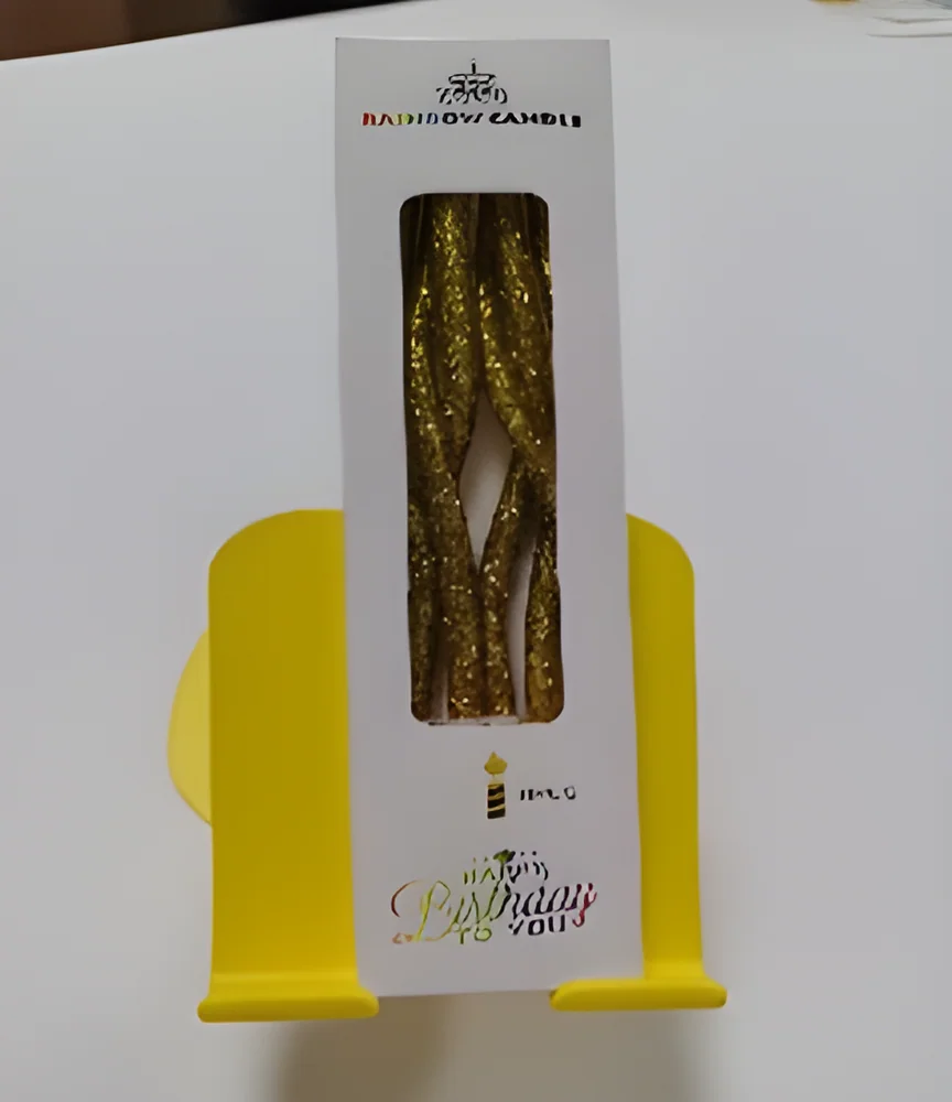 Birthday Candle – White Box 6 Gold Powder Curves