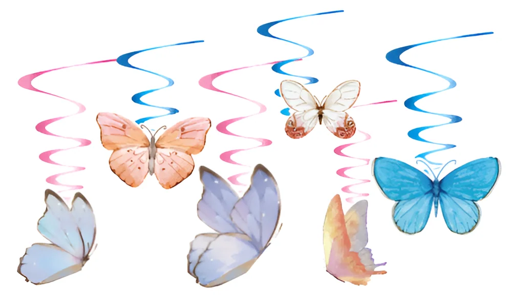 Pastel Butterfly Hanging Swirl Decorations – 12 pcs